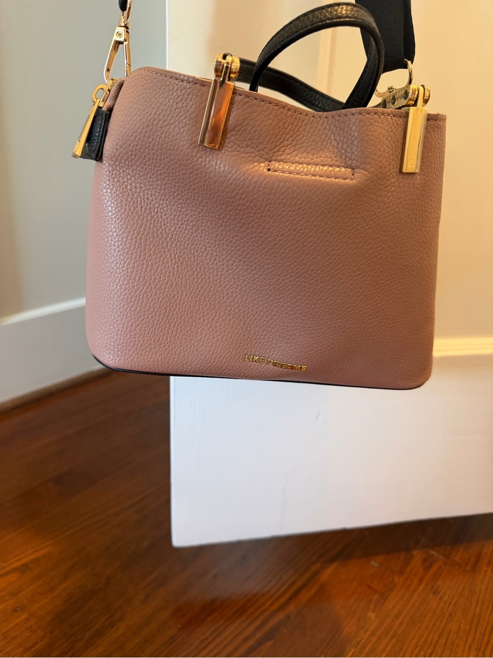 Blush Pink Leather Crossbody Satchel
